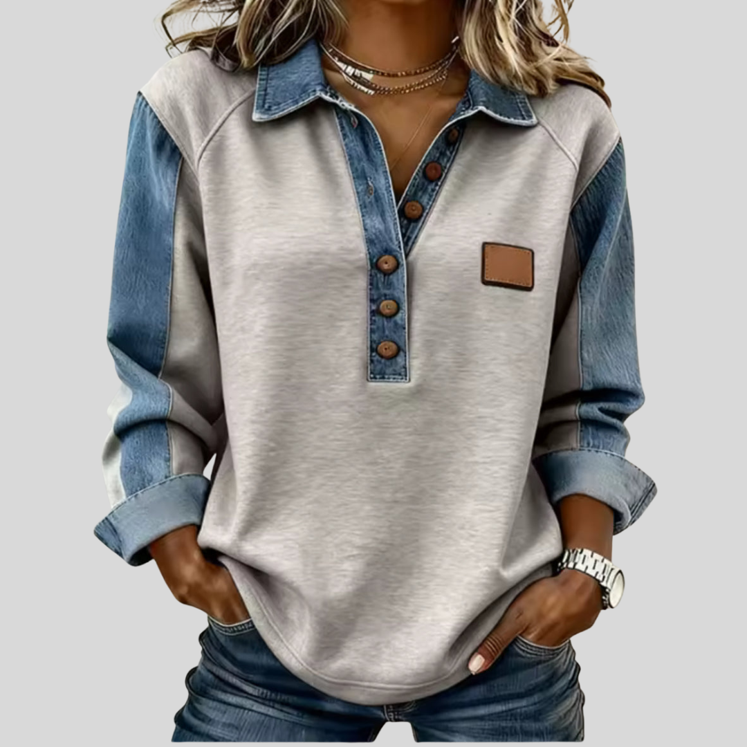 Voxanne™ | Pull en Denim à Col