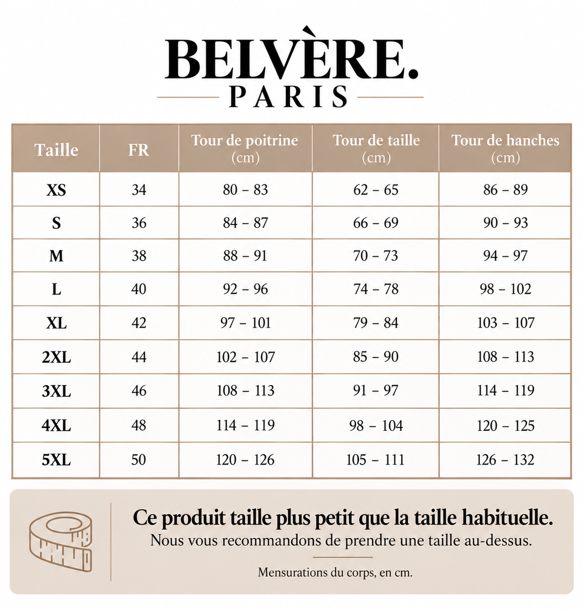 Guide des tailles