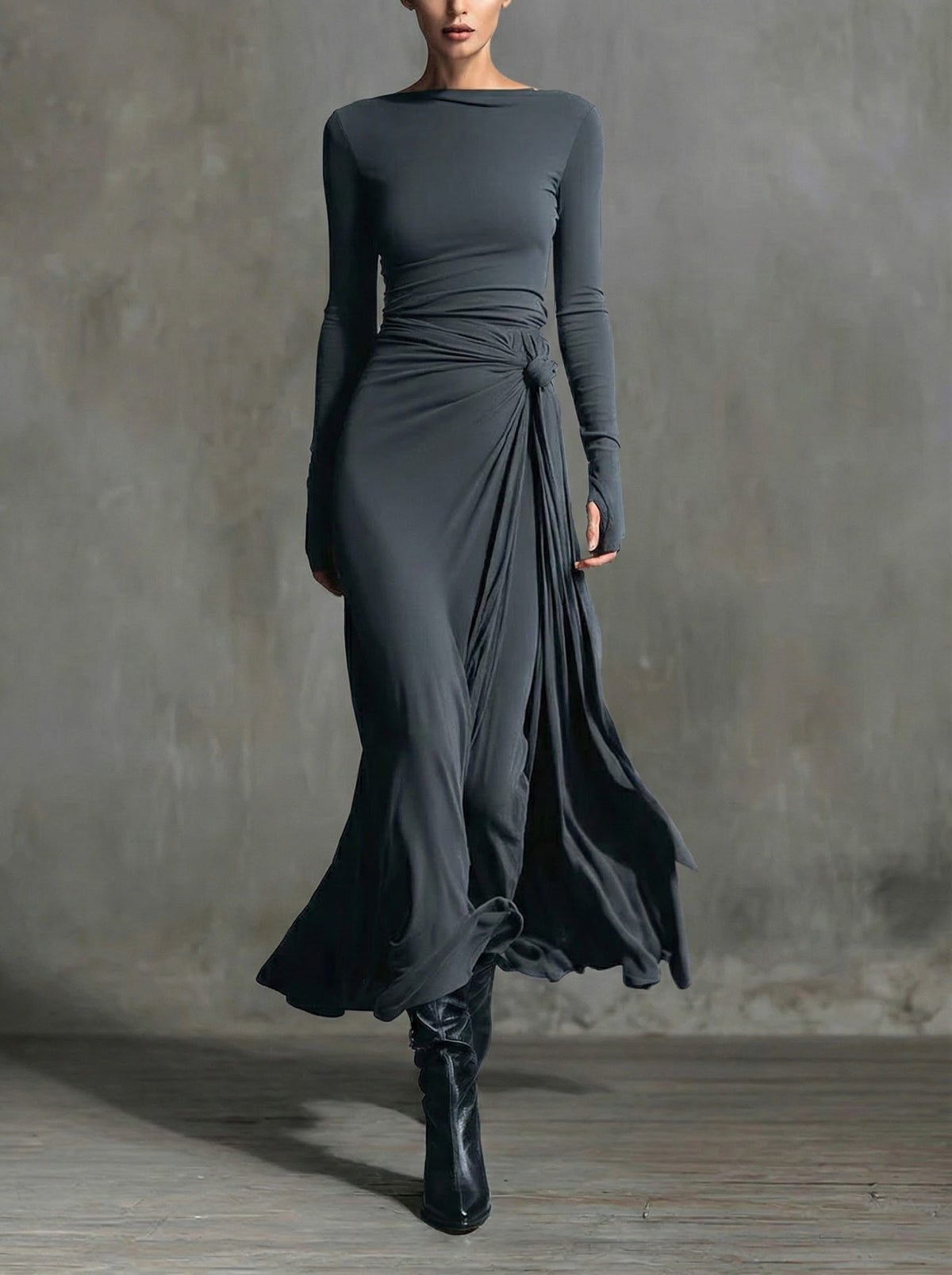 Naomie™ | Robe Maxi Fluide à Nœud