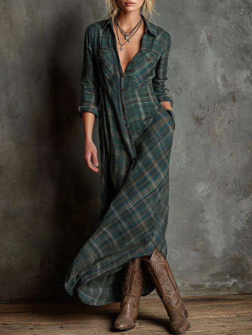 Valentine™ | Robe Longue à Carreaux